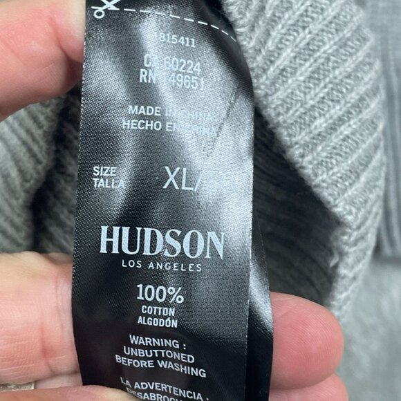Hudson Los Angeles XL Gray Cotton Buttondown Cardigan Sweater NWT 6638 - Picture 5 of 8